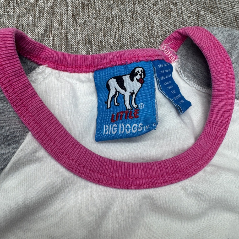 Little Big Dogs Girls White Pink Glitter 01 Puppy Tank Top Ringer Tee Size 6 6X - Picture 5 of 7